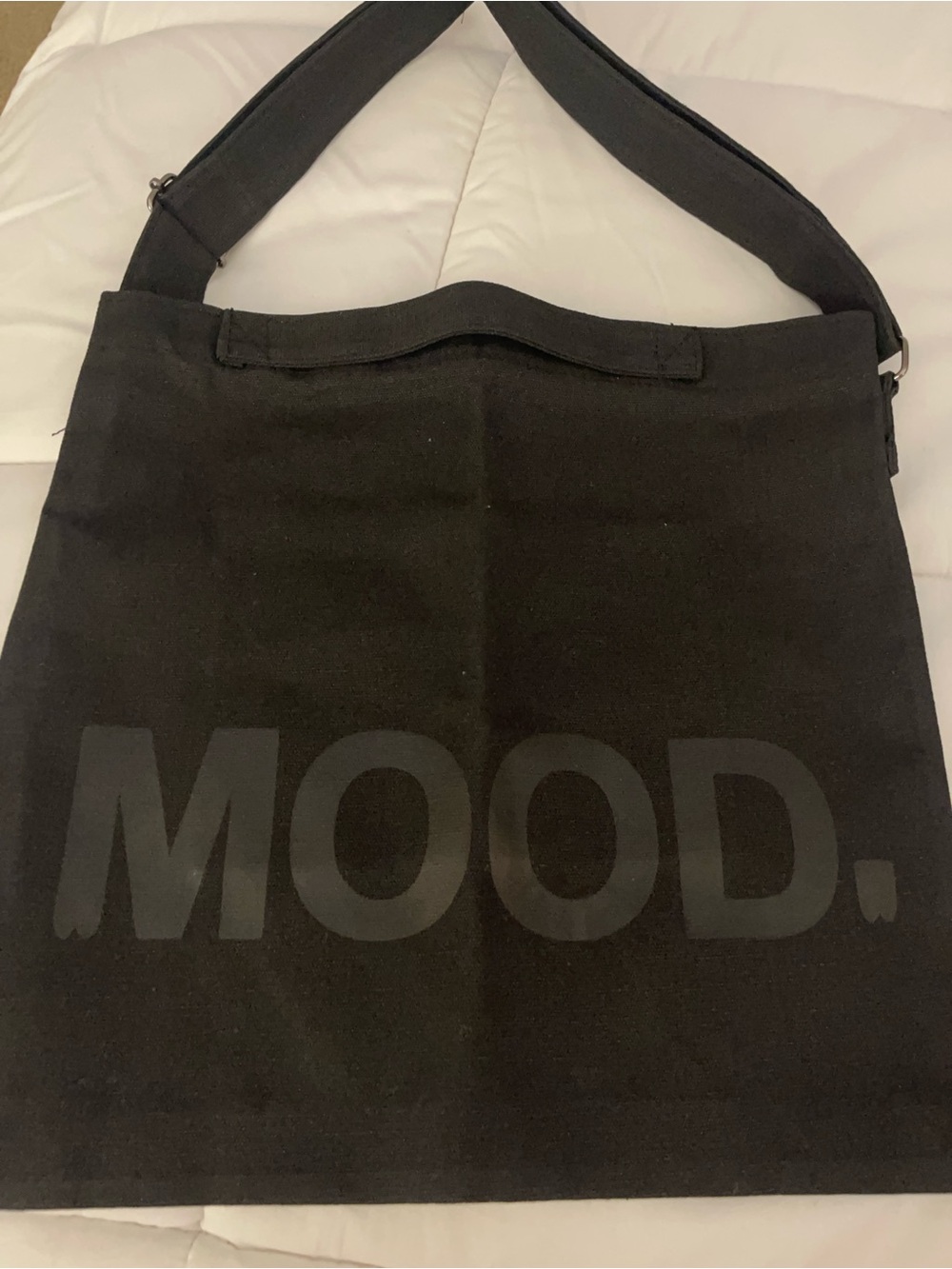 MOOD. Black Canvas Shoulder Bag for Men